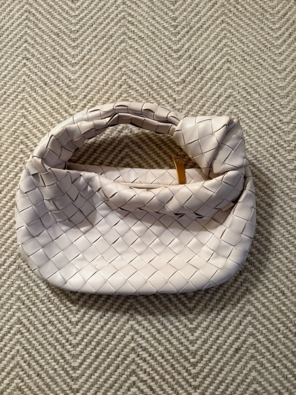 Woven Top-Handle Women's Bag in Cream